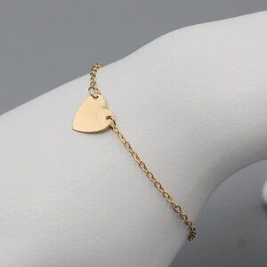 Jewelry bracelet heart love romantic yellow gold tone minimalist dainty new